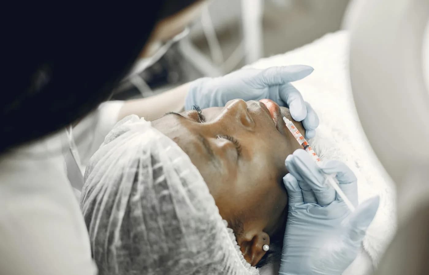 Close-up of a Botox consultation before treatment
