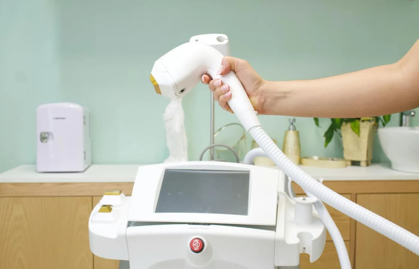 Laser hair removal treatment session at a med spa