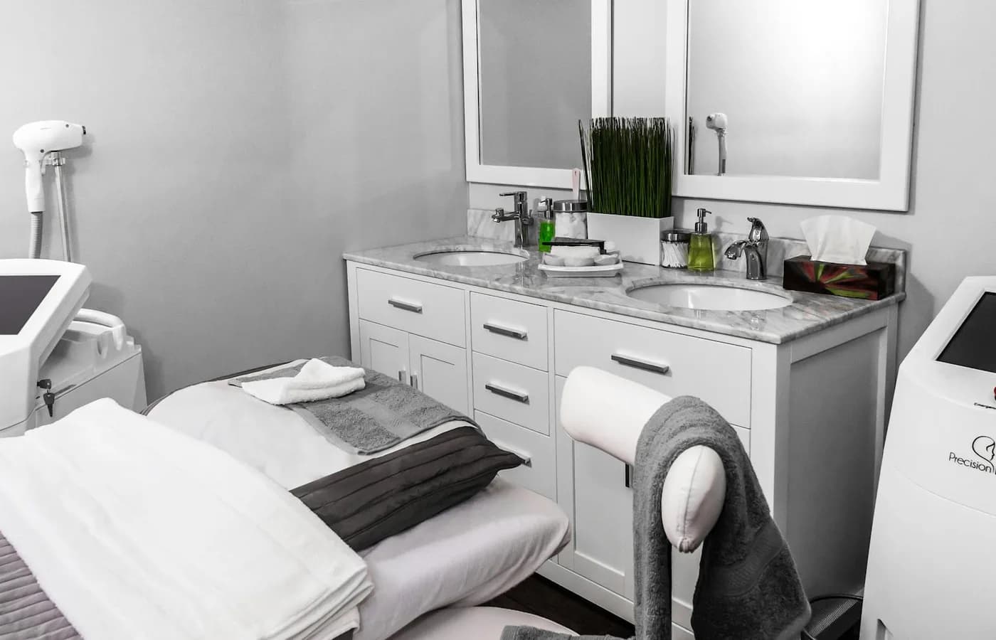 Reception area of a modern medical spa